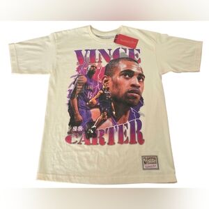 Mitchell & Ness Vince Carter Graphic Shirt Cream & Purple Men's Size Medium